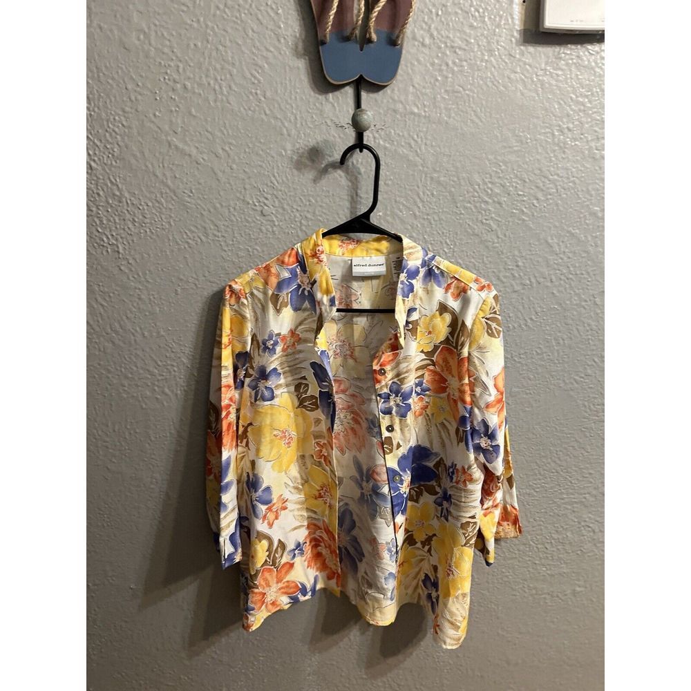 Alfred Dunner Button Down Shirt Size ‎ Women's Floral Print Short Sleeve 10p